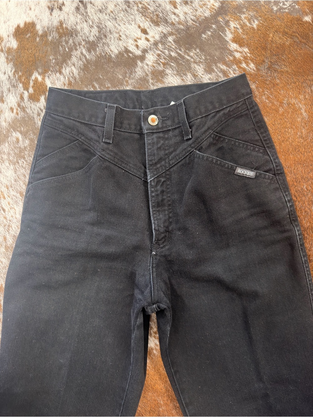 Rockie Jeans Black Slim Straight Jeans with V-Stitch Detail